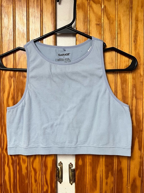 Garage Tops - Garage Light Blue Ribbed Crop Tank Top size L